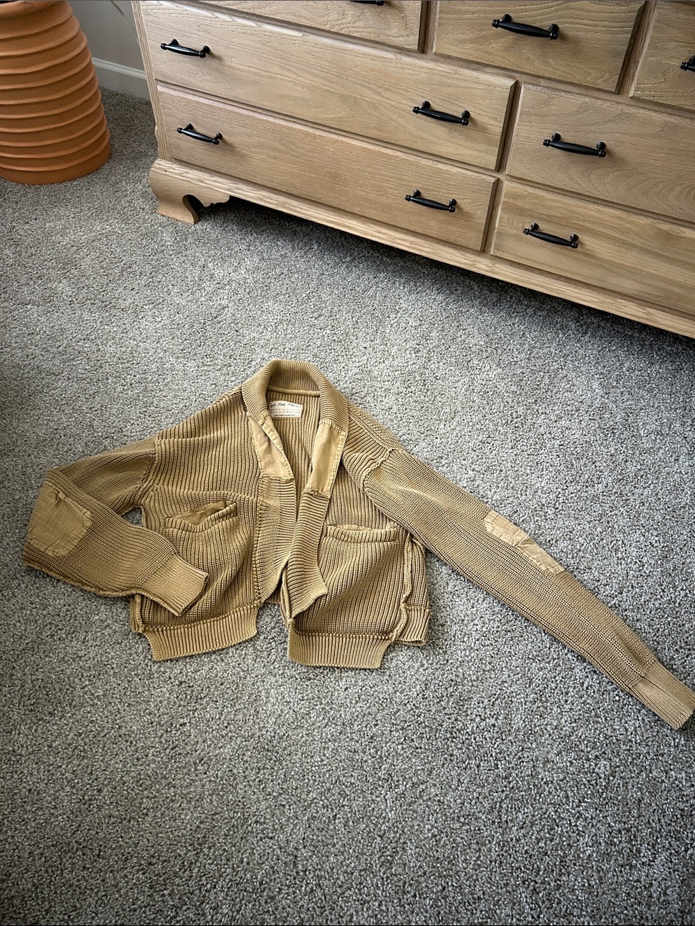We The Free Cropped Cardigan in Tan